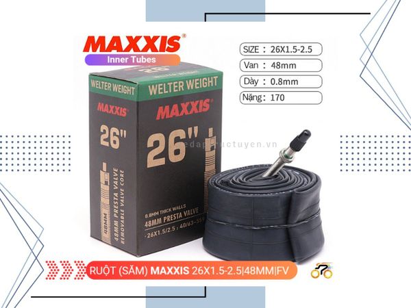 RUỘT XE ĐẠP - MAXXIS 26” - 26x1.5-2.5 - FV 48MM (VAN NHỎ)