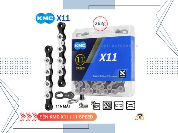 SÊN XE ĐẠP - KMC X11 (116 MẮT, KÈM KHÓA MỞ NHANH) (11 TỐC ĐỘ)