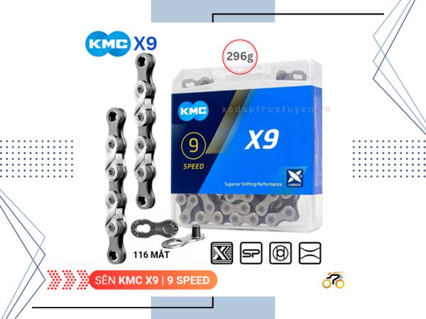 SÊN XE ĐẠP - KMC X9 (116 MẮT, KÈM KHÓA MỞ NHANH) (9 TỐC ĐỘ)
