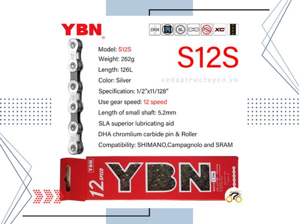 SÊN XE ĐẠP ROAD / MTB - YBN 12S (12 TỐC ĐỘ) - 126 MẮT