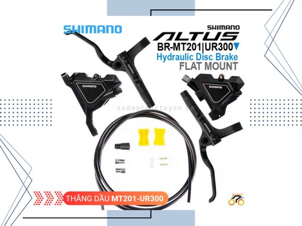 THẮNG ĐĨA DẦU XE ĐẠP - SHIMANO MT201 + UR300 - FLAT MOUNT (BỘ)