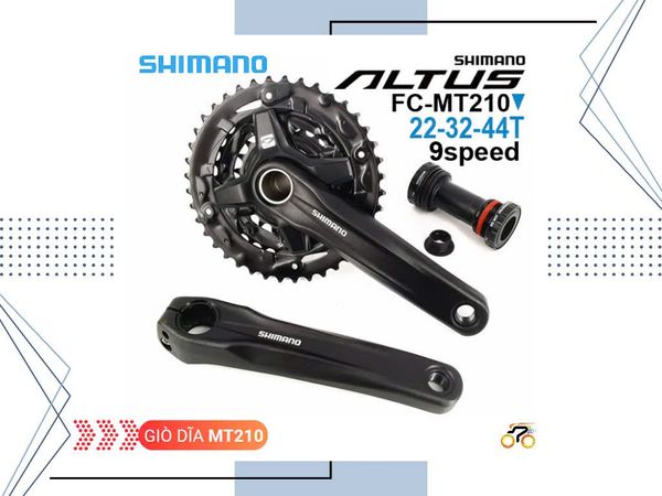 GIÒ DĨA XE ĐẠP MTB - SHIMANO FC MT210 - 22-32-44T - NHÔM (KÈM CỐT RỖNG MT500)