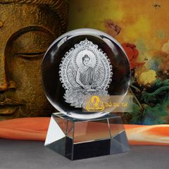 Quả cầu pha lê khắc 3d Phật Thích Ca - Quán Âm PG001
