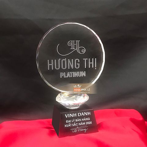 Cúp vinh danh pha lê cao cấp tròn 120mm T132