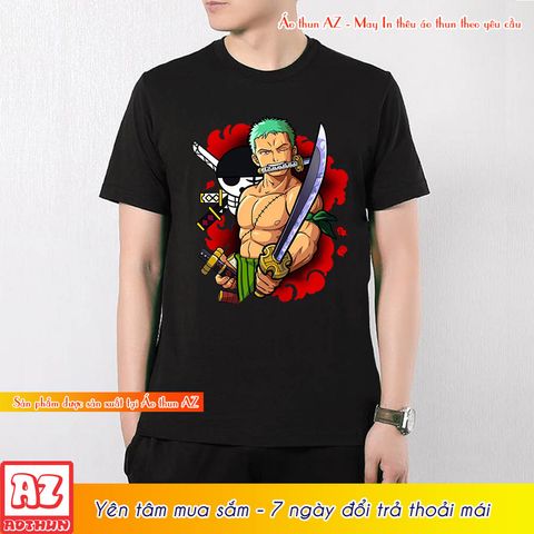  Áo thun One Piece Zoro cực ngầu màu đen và trắng - Có size trẻ em M2847 