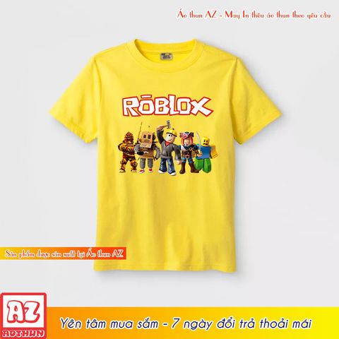  Áo thun trẻ em in hình game roblox màu cam vàng và trắng M2884 