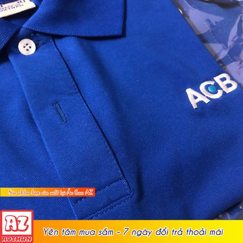  Áo thun đồng phục ngân hàng ACB logo thêu - Vải cá sấu poly cao cấp AT15 