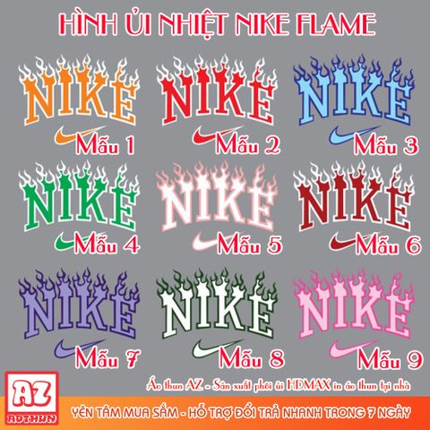  Hình ủi nhiệt Nike Flame HDMAX nhiều kích thước - Patch Sticker logo ủi HD18 