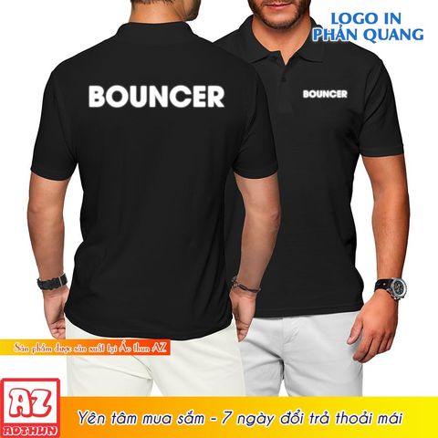  Áo thun polo cổ trụ nam in logo bouncer phản quang bảo vệ security 2 mặt M3204 