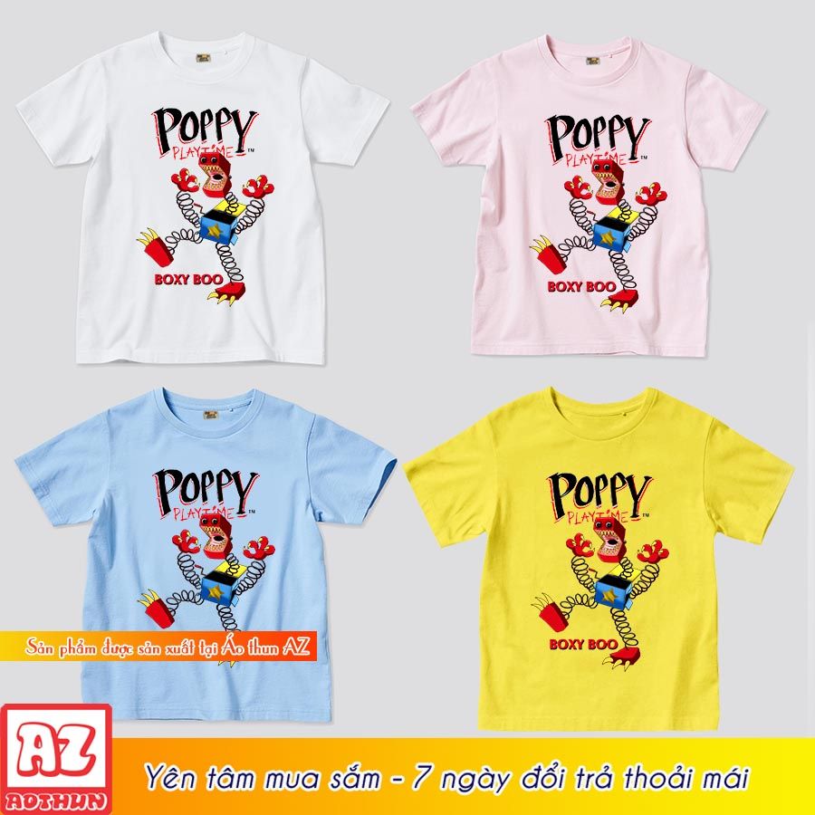 Áo thun trẻ em in hình poppy playtime boxy boo cho bé - Vải cotton thái M3215