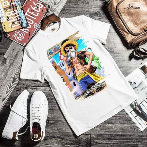  Áo thun Anime Đảo Hải Tặc One Piece Luffy - Mẫu mới Cotton Thái M2350 