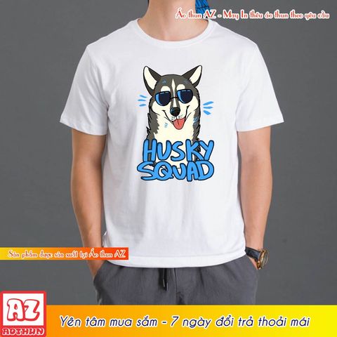  Áo thun Teen in hình chó Husky Squad - Form rộng AZ F2166 