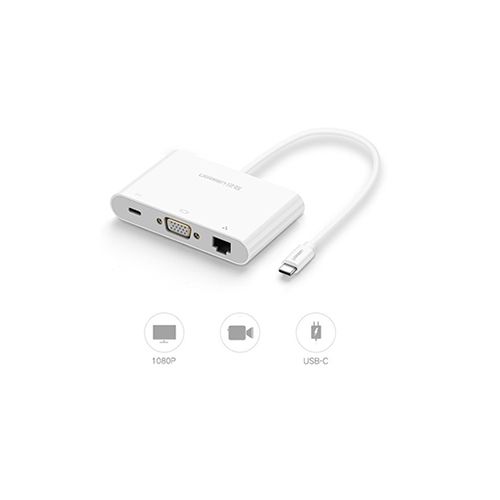 CÁP CHUYỂN UGREEN USB TYPE-C ra VGA + USB 3.0 HỖ TRỢ LAN