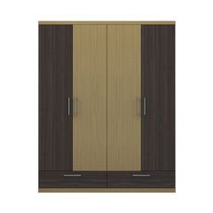 Tủ quần áo gỗ công nghiệp 4 cánh Ohaha (Nâu Trắng Vàng) - TQA012