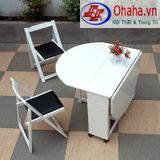 Bộ bàn ăn thông minh xếp gọn đa năng Ohaha Hình Oval - BA012