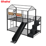 Giường tầng thông minh khung sắt Ohaha có cầu trượt - GTS011