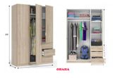 Tủ quần áo hiện đại nhiều ngăn Ohaha - TQA042