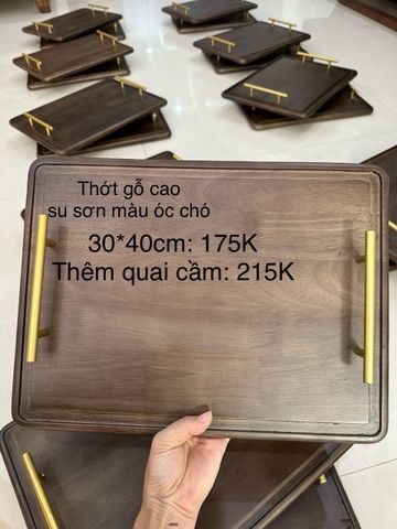  Thớt chữ nhật gỗ cao su lên màu óc chó 30*40cm 