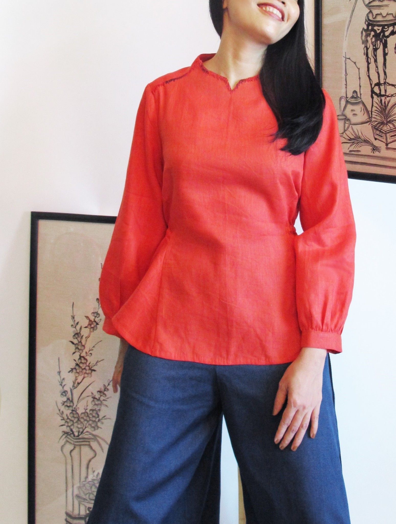 LONG SLEEVES LINEN BLOUSE