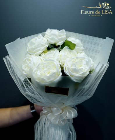  Dreamy White - Bó hoa lụa quà tặng cao cấp 