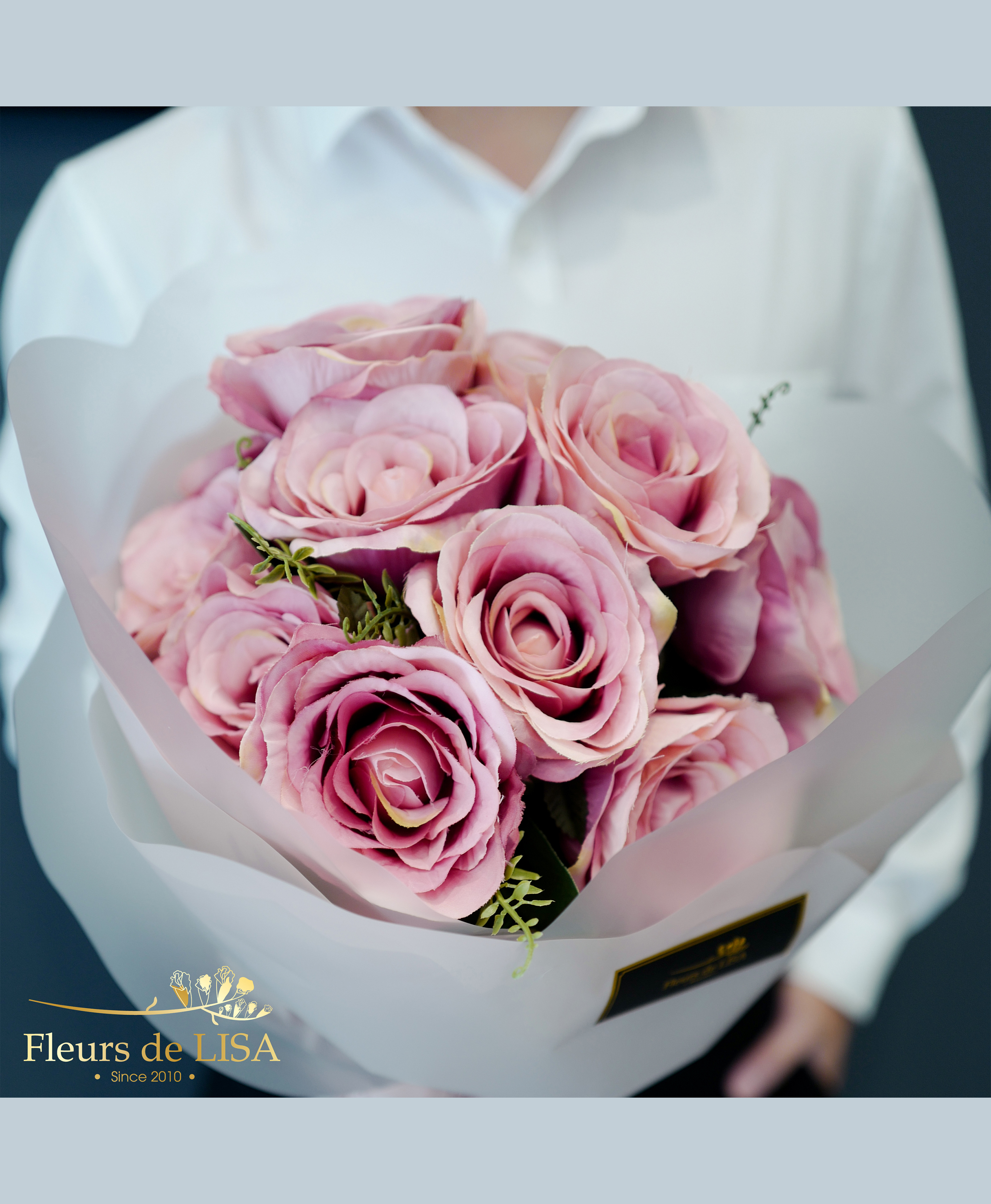  Lustre Pink - Bó hoa lụa quà tặng cao cấp 