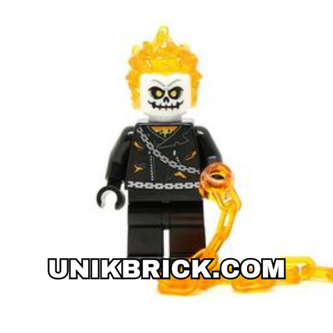  LEGO Marvel Ghost Rider Johnathon 'Johnny' Blaze White Head, Chain Belt 