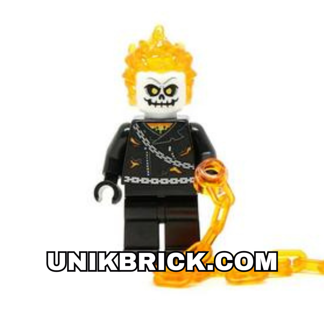 LEGO Marvel Ghost Rider Johnathon 'Johnny' Blaze White Head, Chain Belt