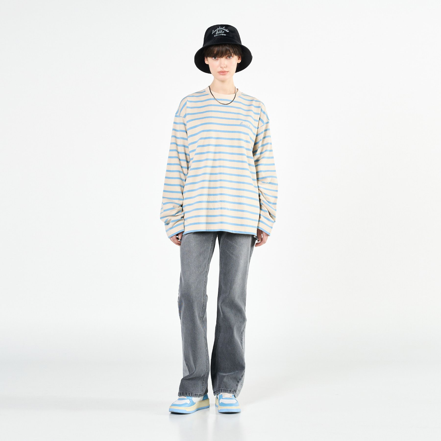  Áo Sweater Acmé de la vie - SCRIPT LOGO STRIPE LONG SLEEVE T- SHIRT IVORY 