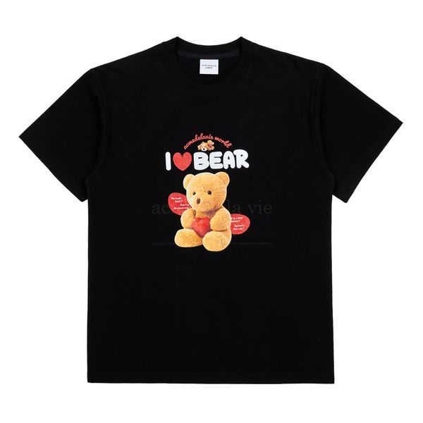  Áo thun - Acmé de la vie - I LOVE TEDDY BEAR SHORT SLEEVE T-SHIRT BLACK 