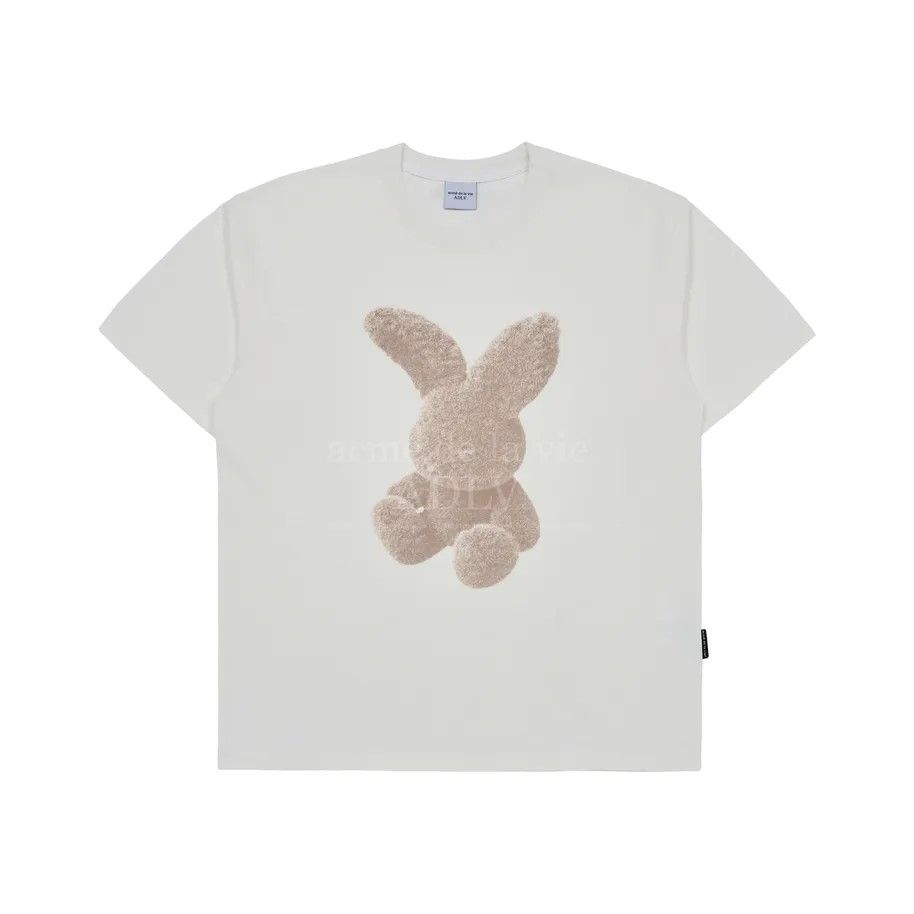 Áo thun Acmé de la vie - ADLV BLACK FUZZY RABBIT SHORT SLEEVE T-SHIRT CREAM