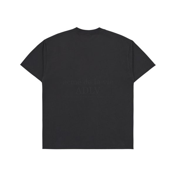  Áo thun - Acmé de la vie - ADLV A LOGO MONOGRAM EMBOSSING EMBROIDERY SHORT SLEEVE T-SHIRT CHARCOAL 