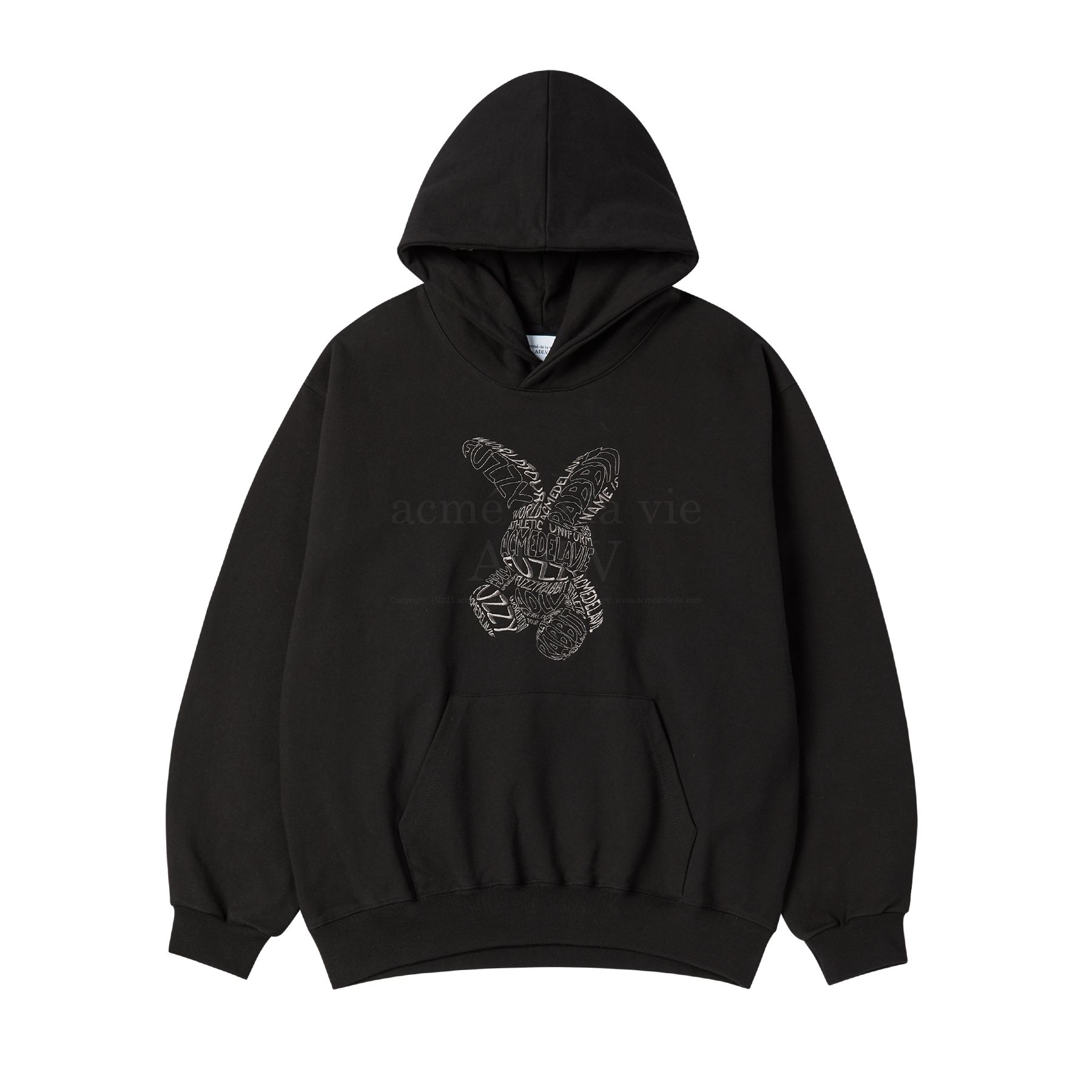 Áo Hoodie Acmé de la vie - ADLV Lettering Rabbit Black