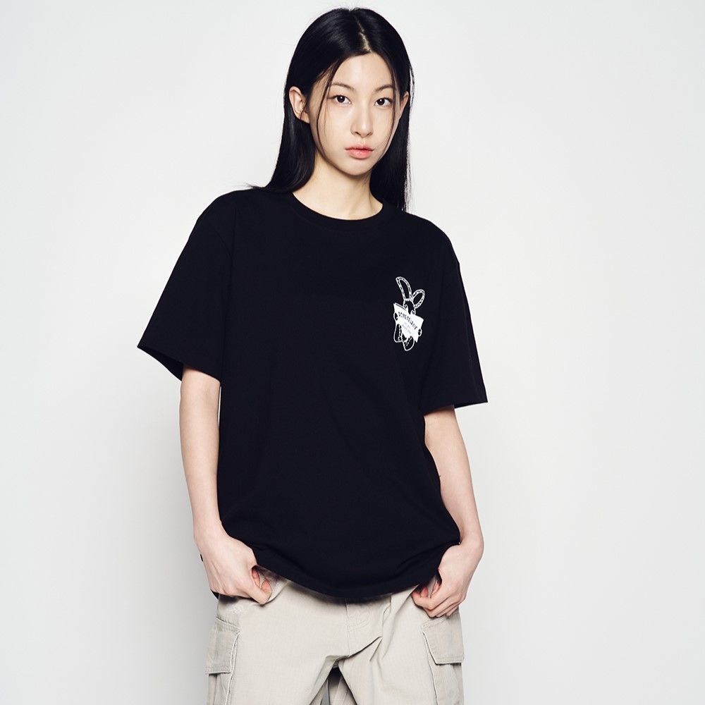 Áo thun ADLV - Acmé de la vie Newspaper Rabbit Short Sleeve T-shirt Black