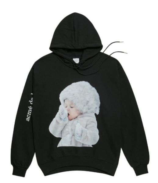  Hoodie - Acmé de la vie - ADLV BABY FACE  HOODIE BLACK SNOW 