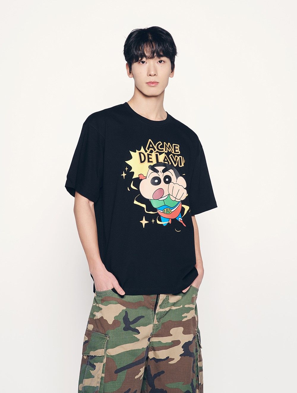 Áo thun ADLV - Acmédelavie Crayon Shinchan Action Kamen Shinchan Short Sleeve T-Shirt