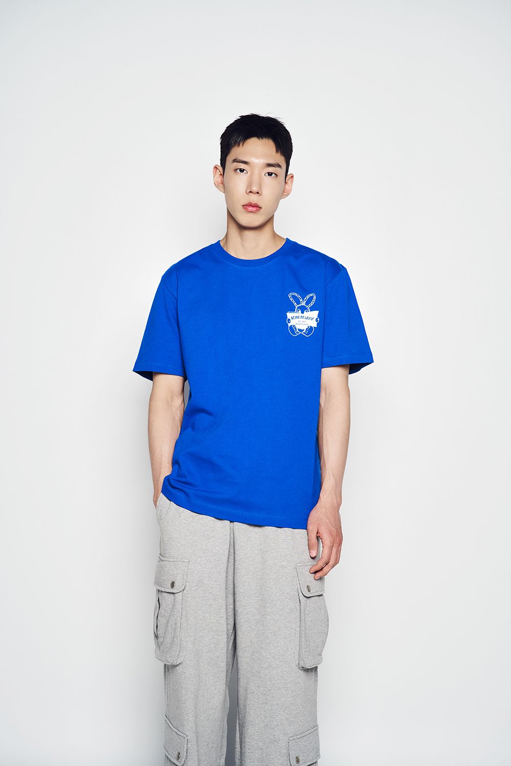 Áo thun ADLV - Acmé de la vie Newspaper Rabbit Short Sleeve T-shirt Blue