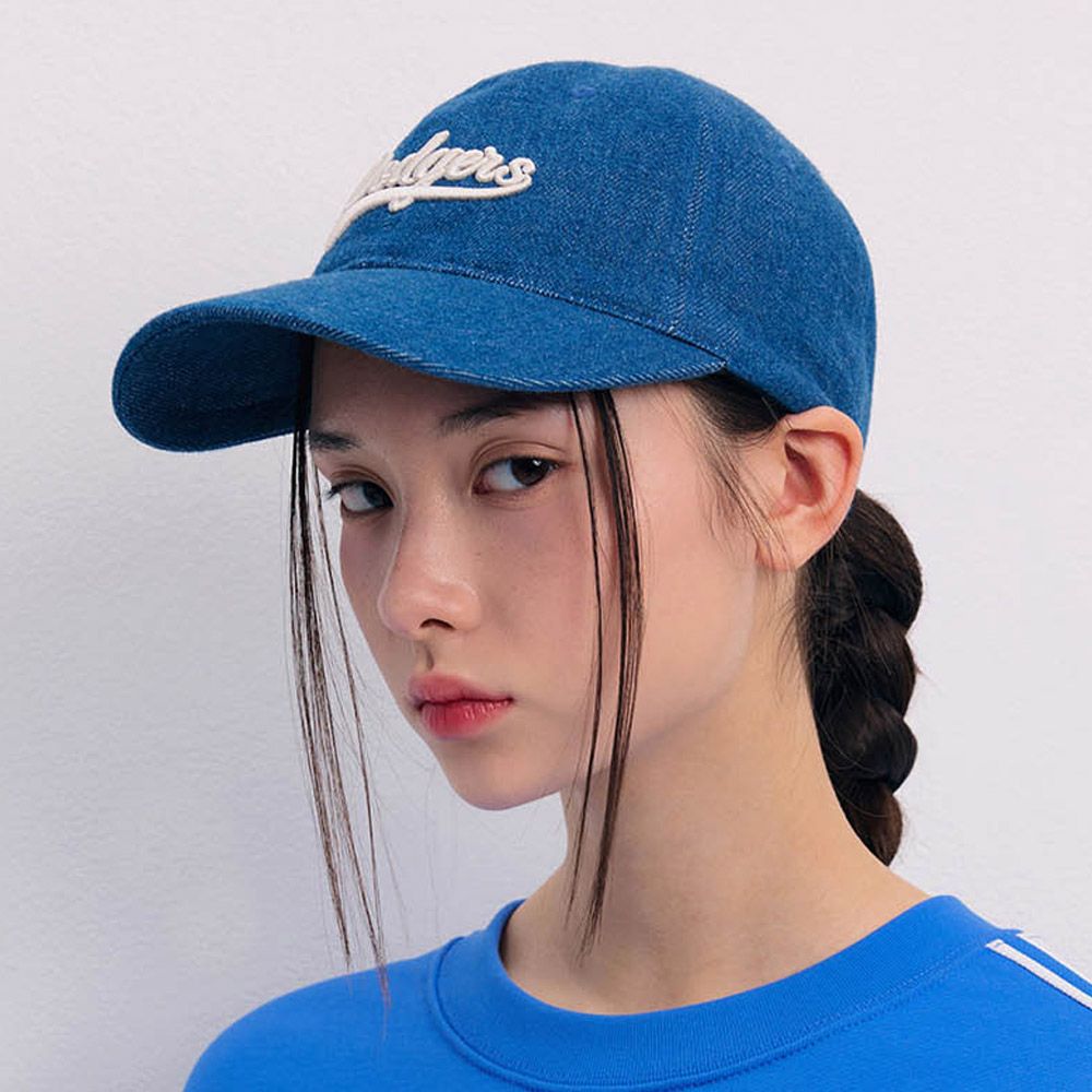 Nón MLB Korea - Varsity Culsive Lettering Denim LA Dodgers - 3ACPVD14N-07INS