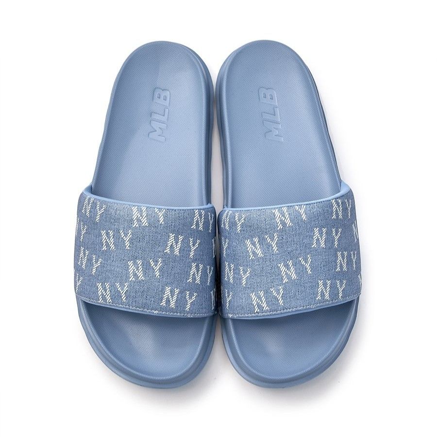 Dép MLB Korea - Mounder Denim Monogram Slide NY Yankees - 3ALPSDM53-50BLS