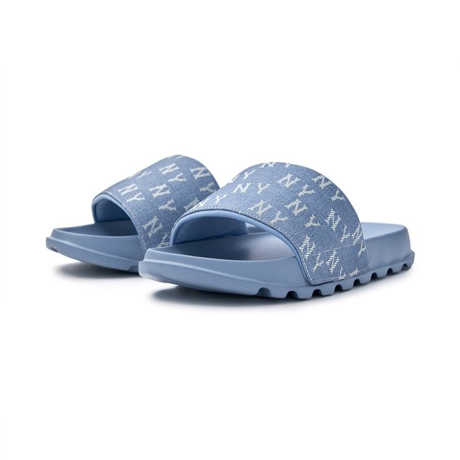Dép MLB Korea - Mounder Denim Monogram Slide NY Yankees - 3ALPSDM53-50BLS