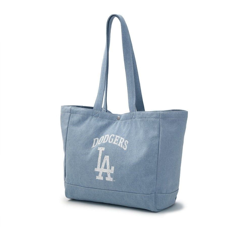 Túi Tote MLB Korea - Vintage Lettering Denim Shopper Bag LA Dodgers - 3AORV025N-07SBL