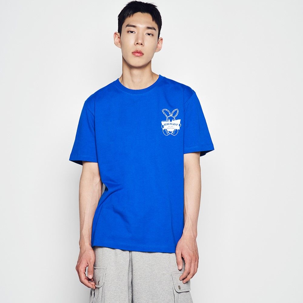 Áo thun ADLV - Acmé de la vie Newspaper Rabbit Short Sleeve T-shirt Blue