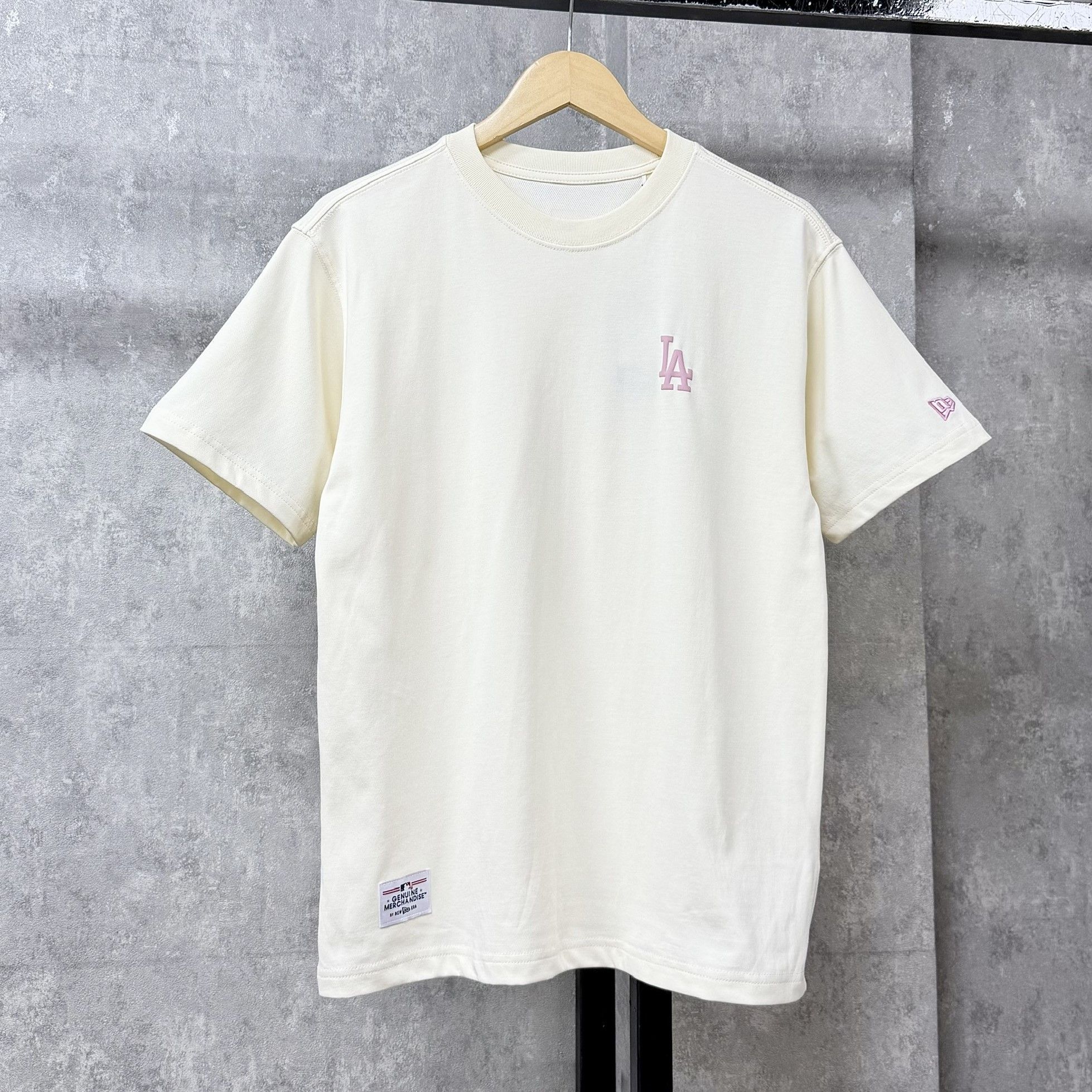 Áo Thun New Era - Los Angles Dodgers Pinl Logo Cream T-Shirt