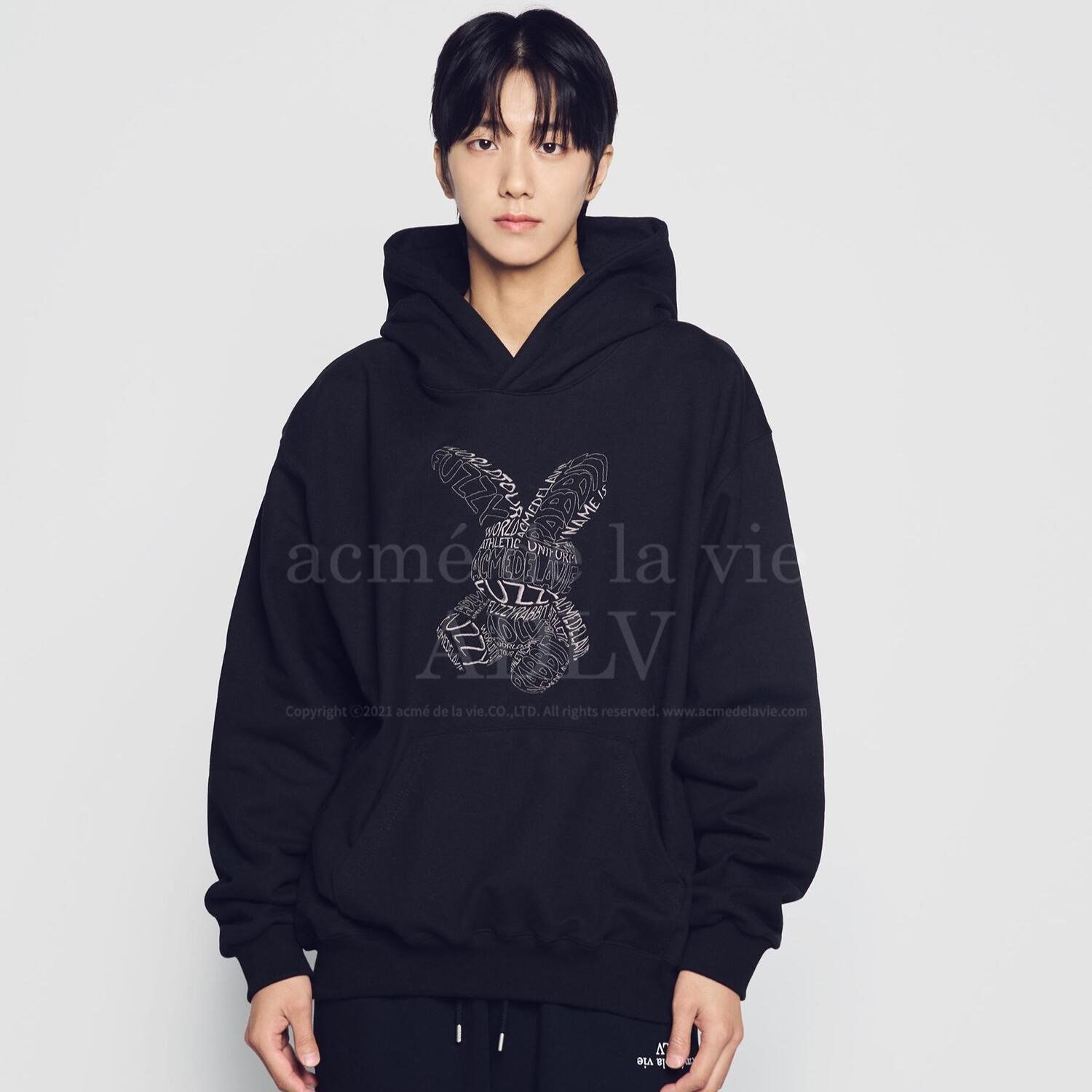 Áo Hoodie Acmé de la vie - ADLV Lettering Rabbit Black