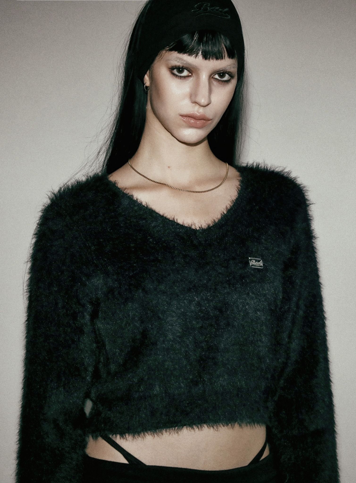 Áo Sweater Lông Badblood - BS Mohair V-neck Sweater Black - w-knt24-017