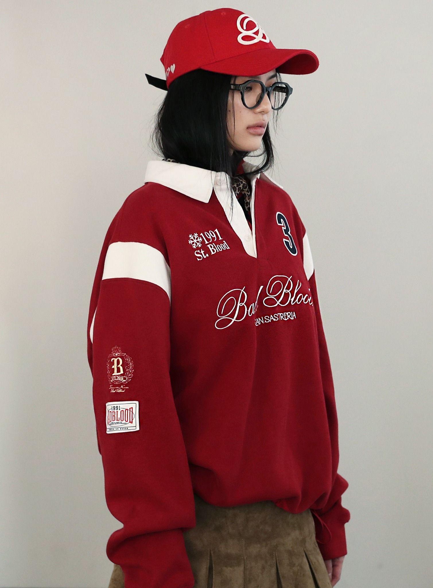 Áo Sweater Badblood - Saint Blood Rugby Shirt Red - w-sweatshirt24-011