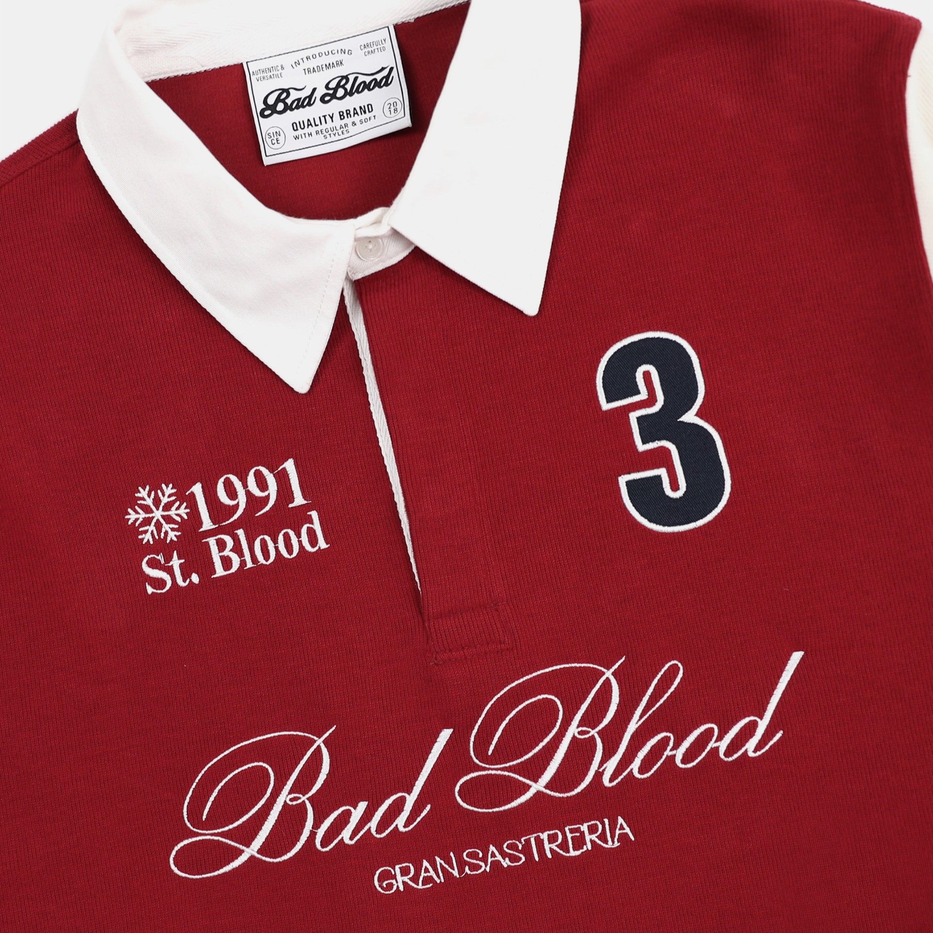 Áo Sweater Badblood - Saint Blood Rugby Shirt Red - w-sweatshirt24-011