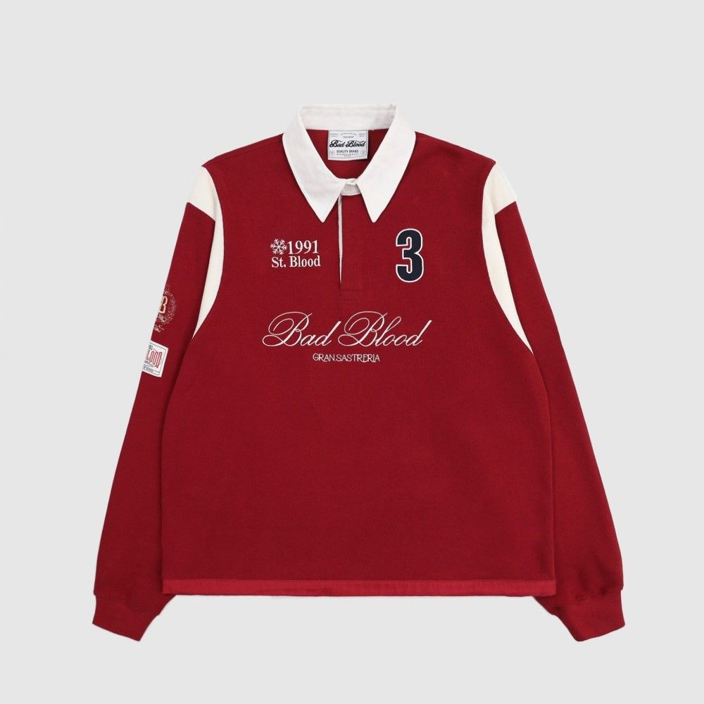 Áo Sweater Badblood - Saint Blood Rugby Shirt Red - w-sweatshirt24-011