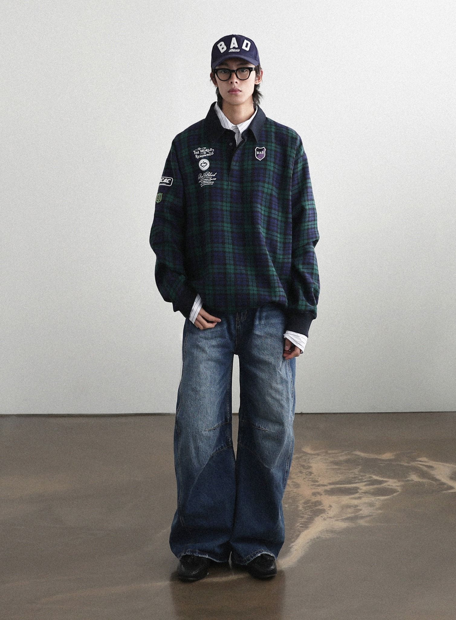 Áo Sweater Badblood - Classic Check Rugby Shirt Green - w-sweatshirt24-014