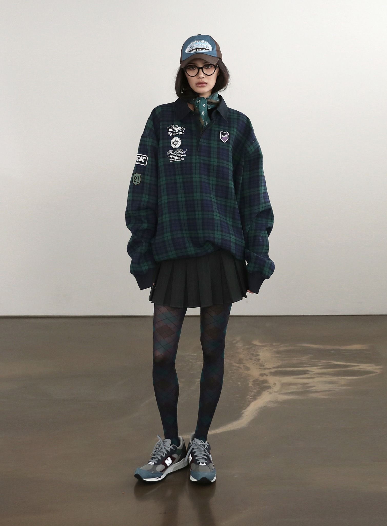 Áo Sweater Badblood - Classic Check Rugby Shirt Green - w-sweatshirt24-014