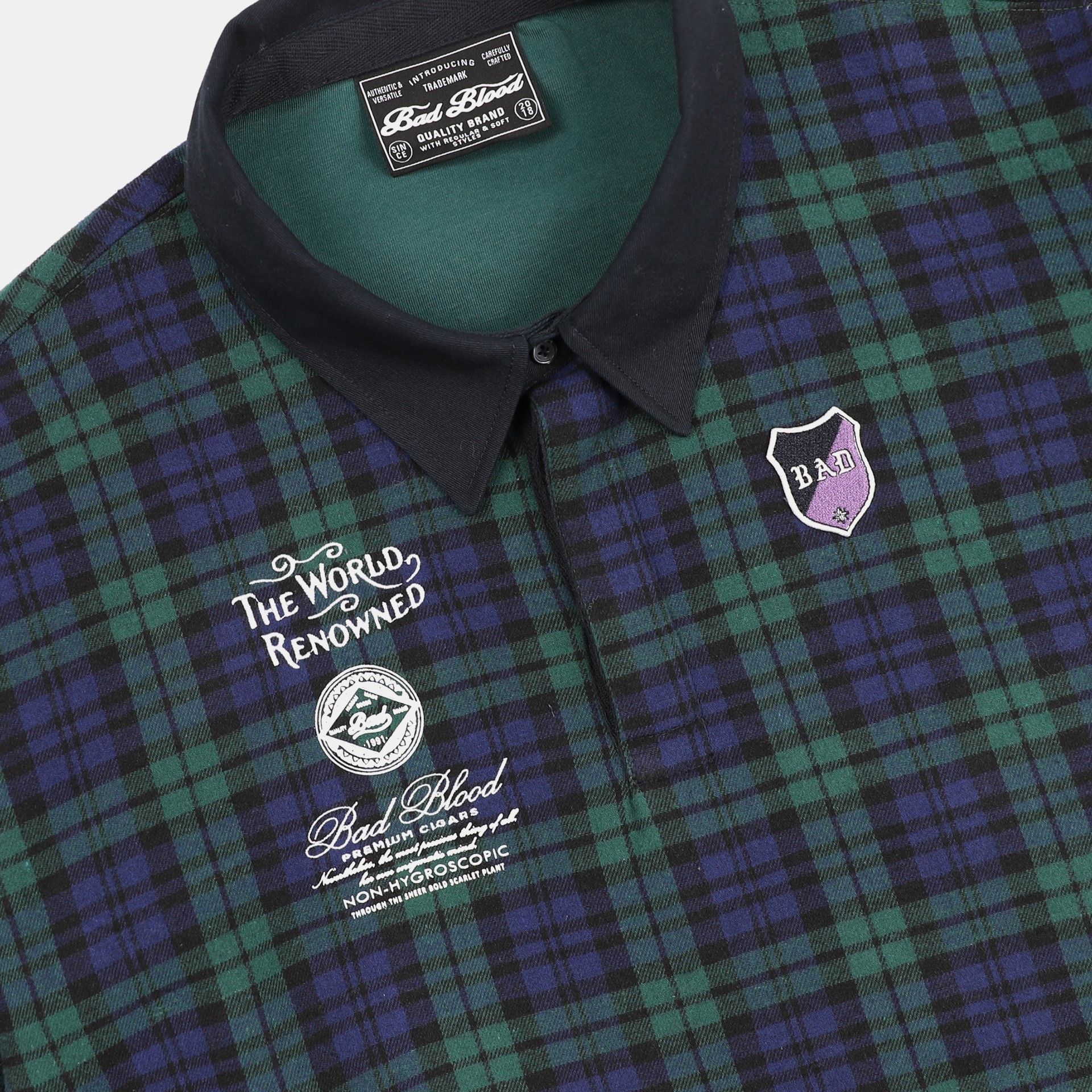 Áo Sweater Badblood - Classic Check Rugby Shirt Green - w-sweatshirt24-014